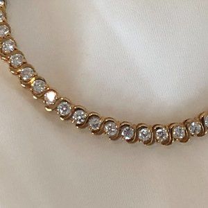 Stunning Vintage Bracelet Marked 925 w Dazzling Cubic Zirconia Stones Gold Plate